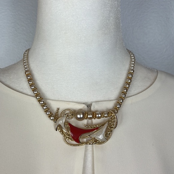 Helena Rubinstein Vintage Gold Tone Beaded Necklace Signed HR Paris. - Picture 11 of 14